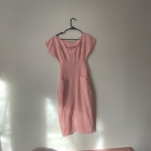 Vintage pink dress with gold embroidery